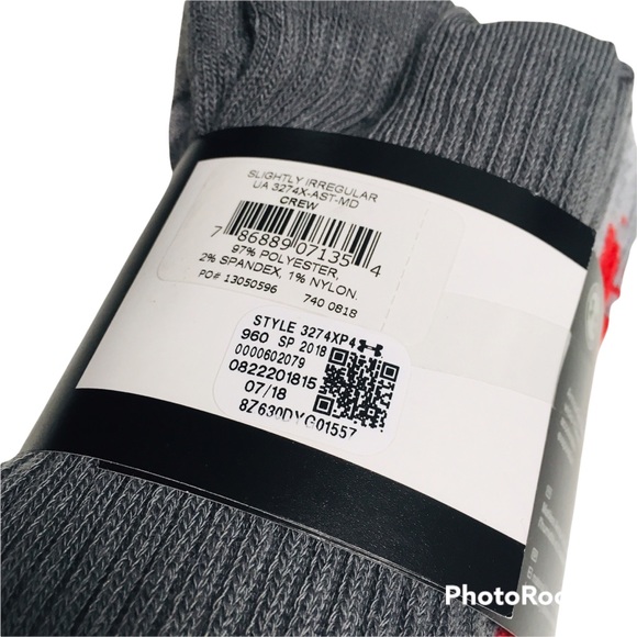 NWT Under Armour 4-Pk Athletic Crew Socks Sz M; Men's 4-8.5, Women's 7-10.5 NEW - Picture 12 of 13